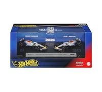 Hot Wheels Premium Formula 1 - Team Visa Cash App Racing Bulls F1, 2 macchinine con pneumatici reali e le coppie di piloti della stagione 2025, n.30 Liam Lawson e n.6 Isack Hadjar, JMM94