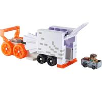 Hot Wheels RacerVerse Minecraft Ghast - Set di pista per auto giocattolo, lanciatore e trasportatore su larga scala con veicolo Steve pressofuso