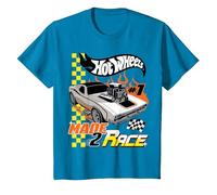 Hot Wheels - Rodger Dodger Made 2 Race Maglietta, Bambini, Zaffiro, 8 Anni