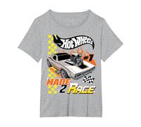 Hot Wheels - Rodger Dodger Made 2 Race Maglietta, Donna Plus-Size, Grigio Melange, 6X