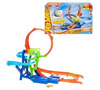 Hot Wheels JKJ78 - Set di tracker, con auto giocattolo Die-Cast in scala 1:64 e acceleratore a batteria per infinite acrobazie e corse