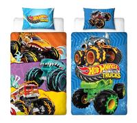 Hot Wheels Set Copripiumino Singolo Ufficiale | Design Monster | Copripiumino Reversibile 2 Lati Incluso Federa Coordinata | Perfetto per Camerette Bambini | Multicolore