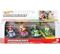 Hot Wheels - Set di giocattoli - Mariokart 4 pezzi - Assortimento di veicoli - Mario - Bowser - Luigi - Bowser Jr. - JCP72 - Set di 4 personaggi popolari - Mattel 2024 - 1:64
