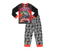 Hot Wheels Set di pigiami lunghi rossi e neri per ragazzi, con tema auto per bambini, Rosso, 5-6 Years