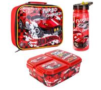 Hot Wheels Set per il pranzo per bambini - Borsa termica per il pranzo, multiscomparto e bottiglia d'acqua da 580 ml, set per il pranzo scolastico e da viaggio, senza BPA