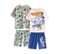 Hot Wheels Set Pigiama a Gamba Corta con Ruote e distintivi retrò Multicolore | Indumenti da Notte per Ragazzi | Confezione da 2 Pigiami con Auto e Loghi | Merchandising 3-4 Anni