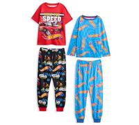 Hot Wheels Set Pigiama per Ragazzi, Confezione da 2 | Top a Maniche Corte con Grafica per Auto da Corsa Giocattolo per Bambini e Pantaloni Pigiama a Gamba Lunga in Rosso e Blu