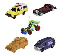 Hot Wheels - Set Premium Disney 100, 5 macchinine premium in scala 1:64 Disney Pixar, con scatola unica da collezione, giocattolo per bambini 3+ anni, HKF06