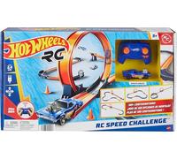 Hot Wheels - Sfida di velocità, Pista con Veicolo radiocomandato in Scala 1:64, Set con 30 Pezzi di Pista per configurazioni Multiple, Giocattolo per Bambini, 5+ Anni, HXX45