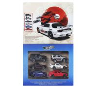 Hot Wheels - Streets of Japan, set di 6 veicoli giapponesi in scala 1:64 con decorazioni premium e dettagli da collezione, giocattolo per bambini, 3+ anni, JLB23