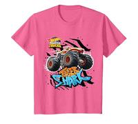 Hot Wheels - Squalo Tigre, Arancione Maglietta, Bambini, Rosa mélange, 10 Anni