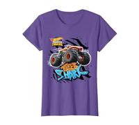 Hot Wheels - Squalo Tigre, Arancione Maglietta, Donna, Viola mélange, XL