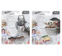Hot Wheels Star Wars Character Cars, Disney 100 Collection, Mandalorian e Grogu 2-Pack, età 3+