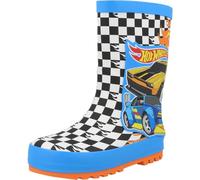 Hot Wheels Stivali di gomma impermeabili per bambini, con suola antiscivolo, divertenti scarpe da pioggia per bambini con stampa di auto da corsa, Blu, 28 EU