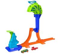 Hot Wheels Stunt Tracks - Campione del Power Launch, pista con sistema Speed Snap e veicolo incluso, salto di 45cm e Gabbia di Atterraggio per acrobazie mozzafiato, 4+ anni, JHK75