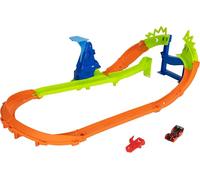 Hot Wheels Stunt Tracks - Pista Grandi Salti, circuito con lanciatore e veicolo incluso, curva a 180 gradi in pendenza e salto per superare l'ostacolo, 4+ anni, JHK74