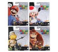 Hot Wheels Super Mario Bros Movie Character Cars, veicoli da collezione pressofuso, set di 4, Mario, Toad, Koopa, Donkey Kong