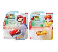 Hot Wheels Super Mario Character Cars - Set di 2 veicoli in pressofusione con Mario e Principessa Daisy