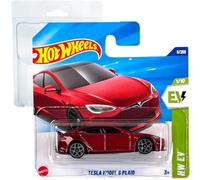 Hot Wheels Tesla Model S Plaid HW EV 1/10 (9/250) HYW86 Rosso 2025 + Protector Short Card Frikimonkey