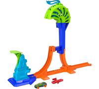 Hot Wheels Stunt Tracks - Campione del Power Launch, pista con sistema Speed Snap e veicolo incluso, salto di 45cm e Gabbia di Atterraggio per acrobazie mozzafiato, 4+ anni, JHK75