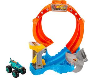 Hot Wheels Toy Monster Trucks 1:64 Scale Corkscrew and Mega Wrex Vehicle with Lo