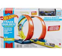 Hot Wheels - Track Builder Unlimited Doppio Loop, Loop con 2 Opzioni di Uscita, Connessione ad Altri Set, Include 1 Macchinina Hot Wheels, Giocattolo per Bambini 6+ Anni, HDX77