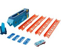 Hot Wheels -Track Builder Unlimited Set Lanciatore Partenze Folli con 3 Pezzi di Pista e Macchinina, Giocattolo per Bambini 6+ Anni, GVG08