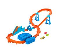 Hot Wheels Track Creator Boosted Jump Speedway set e macchinina | Deluxe Track Set Building Box con booster motorizzato, con veicolo in scala 1:64, pista Speed Snap