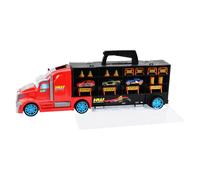 ODS 42034 Hot Wheels Transporter 50, Valigetta Bisarca con 4 Auto Originali, blu