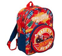 Hot Wheels - Zaino grande per bambini, per scuola e viaggi, con scomparto per bottiglia, motivo: macchine, Rosso, Taglia unica