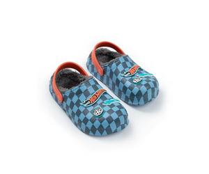 Hot Wheels Zoccoli a Scacchi Blu | Pantofole morbide e Foderate in Peluche | Calzature per Interni ed Esterni | Design Facile da Indossare | Scarpe Eleganti per Il Gioco e l'avventura