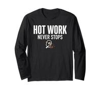 Hot Work Never Stops Welder Welding Blue Collar Job Work Maglia a Manica