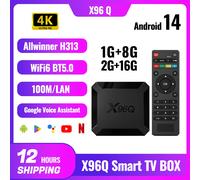 Hot X96Q Android 10.0 Fast Smart TV Box 2 GB 16 GB Allwinner H313 Quad Core 4K VS X96 Set Top Box Spedizione veloce 2 + 16 FHD football