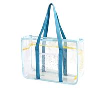 Hotainoys Borsa da spiaggia trasparente, Borsa trasparente impermeabile con separazione asciutto-bagnato, da piscina per donna, Blu cielo, Spiaggia 14, 57x6, 30x10, 43 pollici