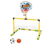 Hotainoys Canestro da Basket Galleggiante per Piscina, Porta da Calcio 2 in 1 ＆ Canestro da Basket per Piscina, Porta Staccabile con 2 Palline per Bambini e Adulti