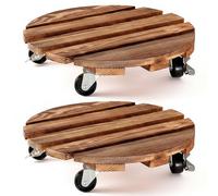 Hotainoys Carrello portapiante per carichi Pesanti con Ruote, Supporto per Piante su Ruote da 2 pacchi, trasportatore per vasi Quadrati per Piante in Legno con rotelle girevoli a 360° e bloccabili