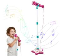 Hotainoys Microfono per Bambini con Supporto, Musica e luci Colorate Microfono Giocattolo Portatile con Supporto Regolabile per Bambini, Stile Bambino 1 per