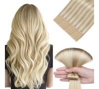 hotbanana Extension adesive in capelli veri, 55 cm, 20 pezzi, 50 g, biondo cenere fino a biondo dorato e biondo platino, capelli veri Remy, lisci