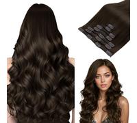 HOTBANANA Extension per Capelli Umani con Clip, Marrone Chiaro Scuro 120g Extension per Capelli con Clip in Capelli Veri Umani Diritti Remy Extension per Capelli con Clip in Capelli 50,8 cm 7pz