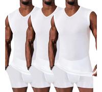 HOTCAT Confezione da 3 canottiere da uomo con scollo a V, in cotone, da uomo, Bianco B., XXXL