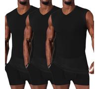 HOTCAT, confezione di 3 canotte da uomo con scollo a V in cotone, maglietta muscolare da uomo, Nero B, 3XL