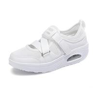 Hotcham Scarpe Dimagranti Dimensione Scarpe da Passeggiata Sneakers Forma Piatto Peso Scarpe Aria Leggero Engrener Elastico Sport in Yoga Slip On Non Cher Formatori in Piatto Mesh Estate,Bianco,EU41