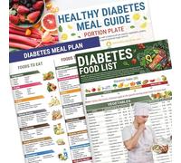 Hotcho Tabella degli alimenti per diabetici e lista degli alimenti laminati | Grafici da parete con indice glicemico a basso contenuto di carboidrati, libro del pianificatore dei pasti