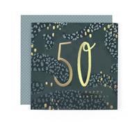 Hotchpotch Biglietto di auguri per il 50° compleanno, stile contemporaneo, 15,2 x 15,2 cm