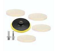 HOTCKB 4 Pezzi Dischi Lucidatura Lana 100mm * 9mm Feltro Lucidatrici Disco con Platorello, Adattatore M14 per lucidare vetro, plastica, metallo, marmo, Mobili, Automobili