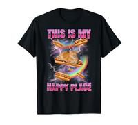 Hotdog Meme Cat My Happy Place Bootleg Glizzy Hot Dog Maglietta
