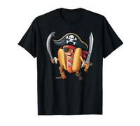 Hotdog Pirate Halloween Uomo Donna Bambini Pirata Divertente Maglietta
