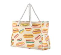 Hotdogs Semplice Cibo Sabbia Borse Da Viaggio Per Le Donne Con Tasche Laterali All'aperto Tote Bag Portatile Da Viaggio con portabicchieri sul lato