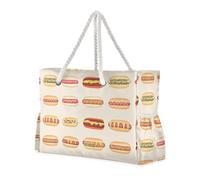 Hotdogs Semplice Food Sandproof Outdoor Tote Bag con tasche laterali Grande Borsa con portabicchieri sul lato