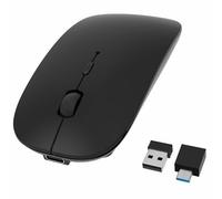 HOTDREAM Mouse Bluetooth wireless ricaricabile per MacBook Pro/Air/iPad Air/iPad Pro/Laptop/Tablet/iPhone/PC, Bluetooth 5.2/3.0 e mouse Dual Mode 2.4GHz, nero